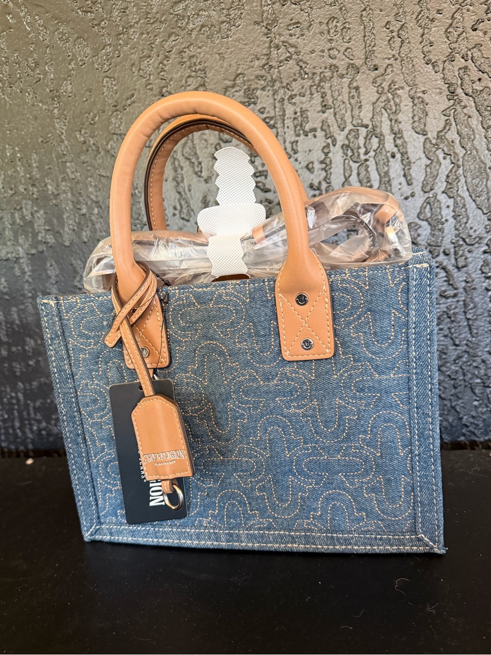 True Religion Denim Bag with Horseshoe Quilting